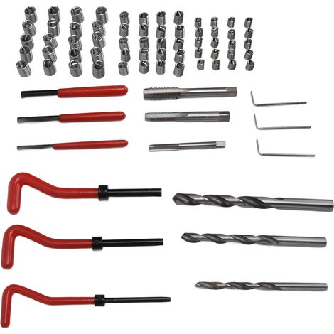 Kit de réparation de filetage 75 pièces, jeu d’outils de visserie avec clés, forets et tarauds M6x1.0 M8x1.25 M10x1.5 (1/5)