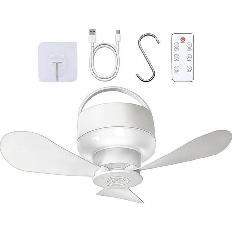 Ventilateur de plafond de tente avec éclairage rechargeable et télécommande, 3 niveaux de luminosité et 5 vitesses (1/5)