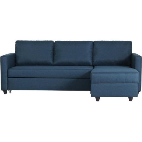 Canapé d'angle convertible réversible 3 places CATS - Tissu bleu - L 222 x P 150 x H 86 cm (1/5)