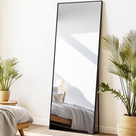 Miroirs sur toute la longueur pour chambre à coucher, salon, entrée, cadre rectangulaire noir, 147 x 44 cm (1/5)