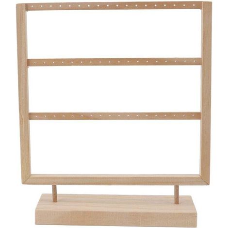 Porte-boucles d'oreilles mural en bois naturel – Organisateur bijoux 3 niveaux, design élégant et fonctionnel pour rangement mural