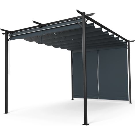 Blumfeldt Pantheon Robust Pérgola 3×4 m Persianas laterales de acero con recubrimiento de polvo resistente a la intemperie