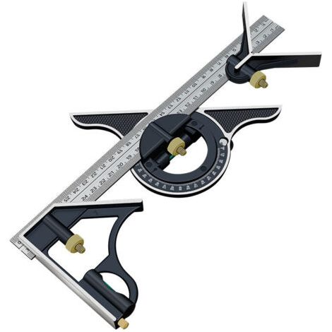 Escuadra combinada, regla de carpintero multifuncional, escuadra de ángulo ajustable de metal, 300 mm