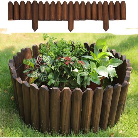 paquet clôture de jardin haut courte en d'arbre finition brûlé bordure paysage extérieur 20CM Bois (1/5)