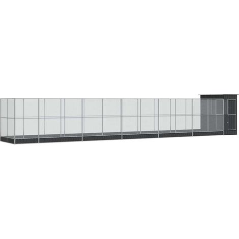 vidaXL Pajarera con extensión acero plateado 1244x203x216 cm (1/2)
