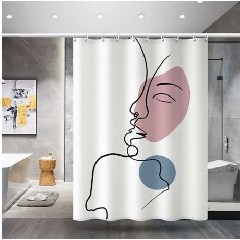 Rideau de douche anti-moisissure 180 x 200 cm en polyester lavable, motif flamant rose, avec 12 crochets antirouille, imperméable, salle de bain (1/5)