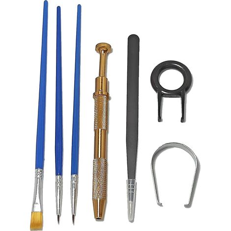 Kit de 8 pinces à épiler pour clavier mécanique, outil de lubrification, brosse, extracteur de tiges et extracteur de commutateurs (1/4)