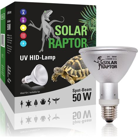 SOLAR RAPTOR HID Faretto UV da 50 Watt, lampada a vapore in metallo, calore e lampada UV per terrari (1/4)