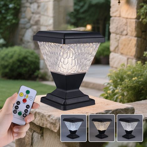 Luminaire Solaire Carré 185mm IP65 – Applique Murale Étanche pour Colonne, Décoration Extérieure Jardin, Cour et Pelouse (1/4)