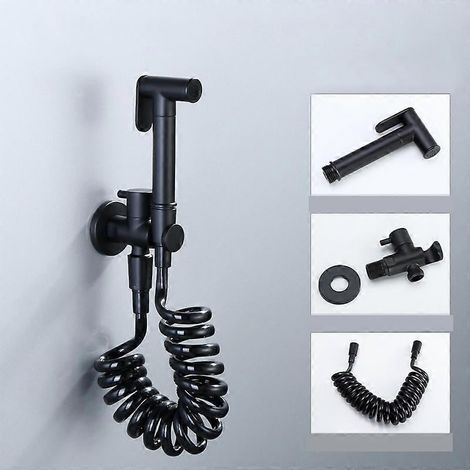 Ensemble d'accessoires pour bidet et WC à main en laiton, robinet de bidet noir, douche à jet d'eau pour salle de bain (1/5)