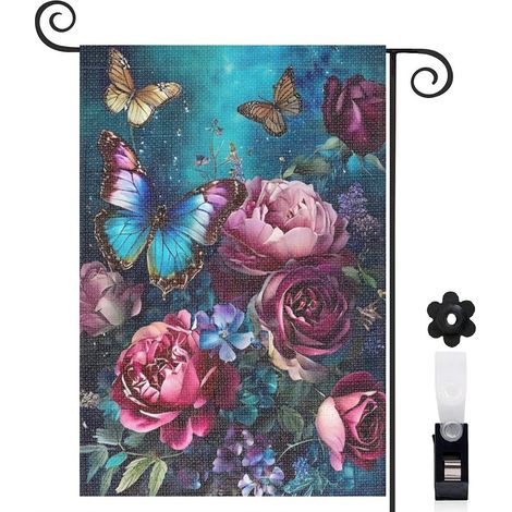 Drapeau de jardin extérieur décoration extérieure toile épaisse double face 30 x 45 cm pour entrée maison (1/5)