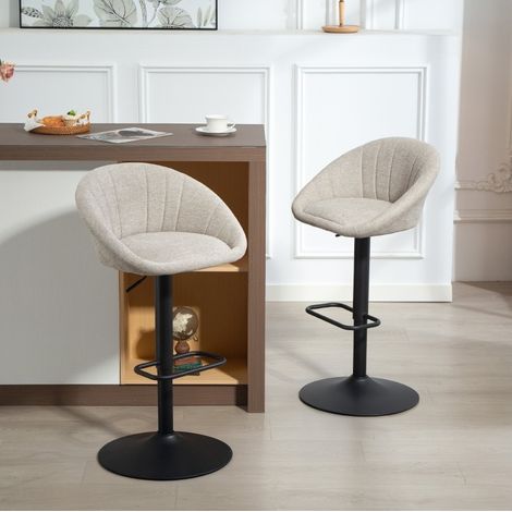 Set di 2 sgabelli da bar girevoli, altezza regolabile, beige OKMYHOME (1/5)