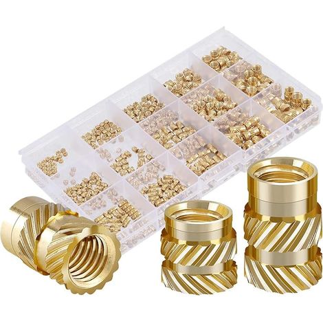 Kit D'Assortiment D'Écrous Moletés Métriques à Filetage de 350 Pièces Insert Chauffant en Laiton (1/3)