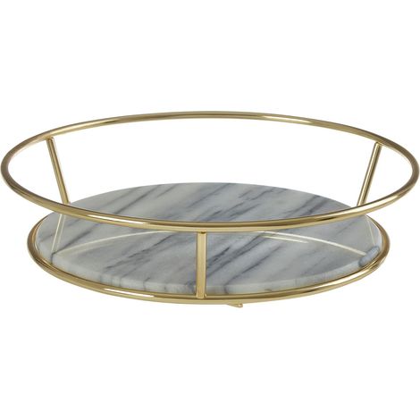 Premier Housewares White Marble / Brass Finish Fruit Basket (1/4)