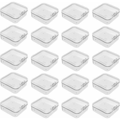 Petite boîte de 20 pièces avec couvercle à charnière, conteneur de stockage de perles, conteneur de stockage en plastique pour objets, pilules, herbes, petites perles, accessoires de bijoux et autres (1/4)