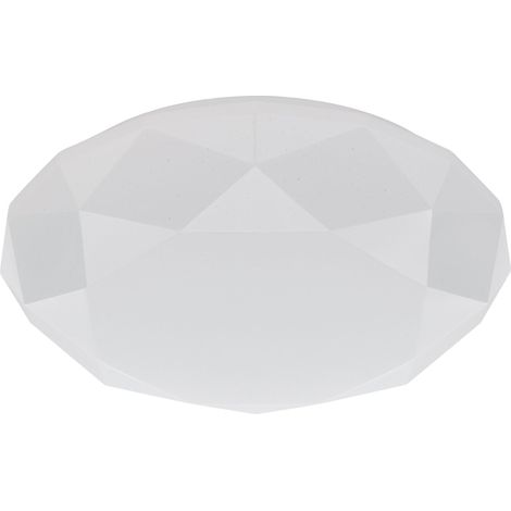 EGLO LED Deckenleuchte Pochuta, dimmbare Deckenlampe mit Fernbedienung, runde Deckenbeleuchtung aus Metall und Kunststoff mit Kristall-Effekt in Weiß, Lampe Decke warmweiß- kaltweiß, Ø 40 cm (1/2)