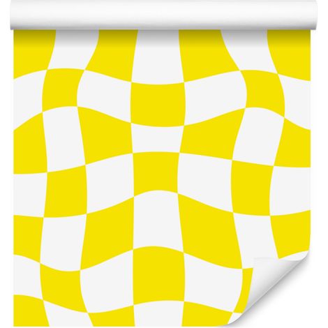 Lässige gelbe Schachbretttapete für Wohn- und Schlafzimmer, 50 x 1000 cm (1/5)