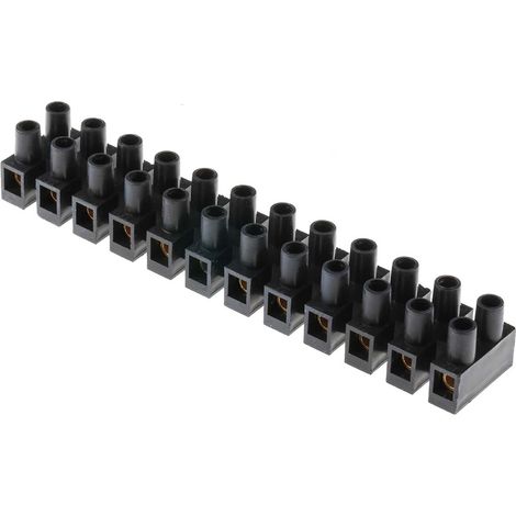 Borne de raccordement RS PRO, 12 pôles , 10mm, A visser, 4mm², 32A ( Prix pour Paquet de 5 ) (1/2)
