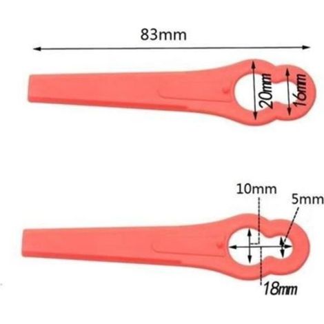 Lot de 100 lames en plastique pour coupe-bordures Bosch et Einhell (Rouge) (1/5)
