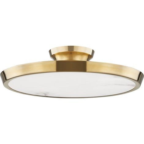 Draper Led Flush Mount Laiton, Albâtre