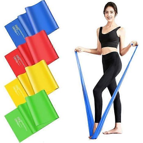 Un paquet de bandes de résistance, adaptées à l'entraînement musculaire et aux séances d'entraînement, bandes élastiques sans latex, disponibles en 6 couleurs (bleu). (1/5)