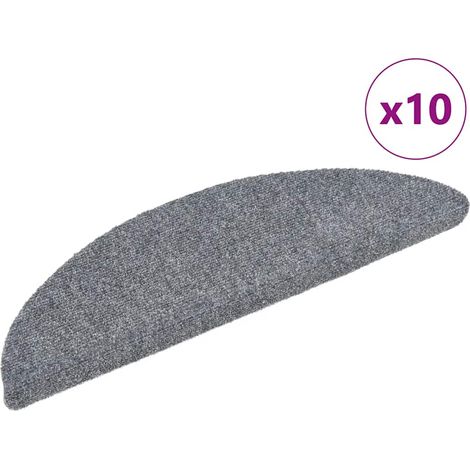 vidaXL Stair Mats Self-adhesive 10 pcs 56x17x3 cm Light Grey Half Round