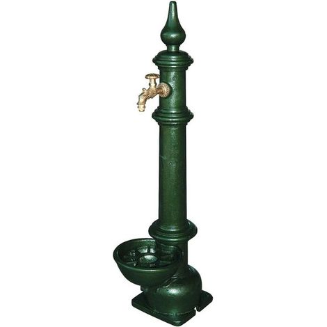 Schlösser Armaturen STANDBRUNNEN, MIT MS-NOSTALGIE AUSLAUFVENTIL, 1/2", GRAUGUSS GRUEN