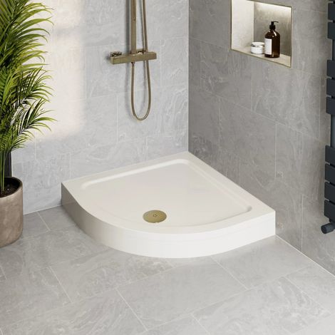 800 x 800mm Easy Plumb Non Slip Quadrant Shower Tray for Enclosure with Brass Waste (1/3)