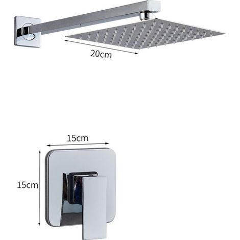 Electroplated Shower Faucet Set Single Function Shower Trim Kit with Rough Valve Bathroom Rain Shower Set (1/3)
