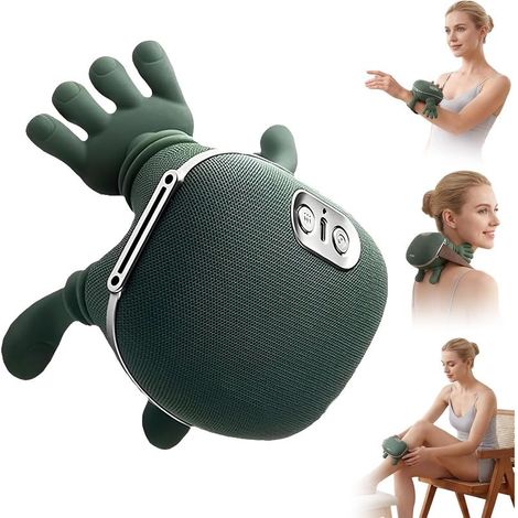 Masseur Dos et Cervicales, Massage Shiatsu 4D avec Pétrissage en Profondeur, Rechargeable USB, 3 Niveaux de Massage et 2 Niveaux de Chaleur, Cadeau pour Femme, Homme, Mam (Vert) (1/5)