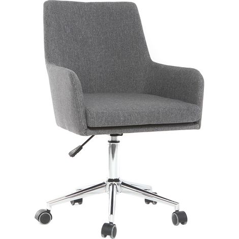 Chaise de bureau à roulettes en tissu gris anthracite et acier chromé SHANA