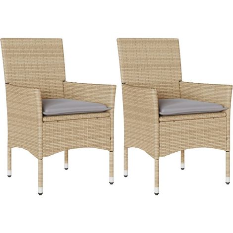 Maison Exclusive - Gartenstühle mit Kissen 2 Stk. Beige Poly Ratt