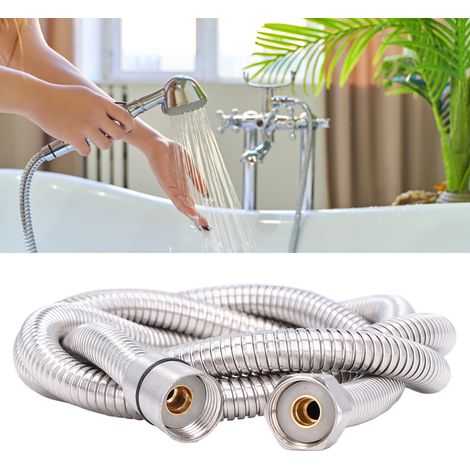 Manguera de ducha flexible, manguera de ducha de acero inoxidable, manguera antiexplosivos con rosca G1/2, longitud 1,5 m, color plata, accesorios de ducha (1/5)