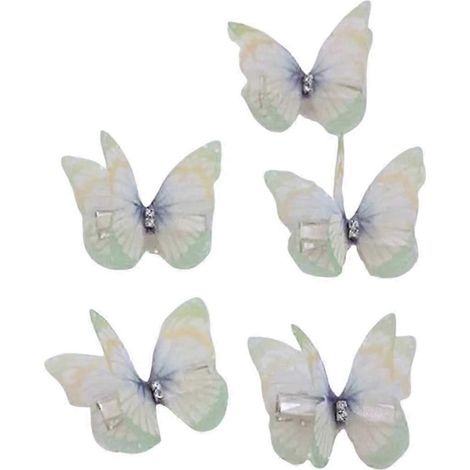 Lot de 5 pinces à cheveux décoratives papillons pour fille, design papillons 3D double face, antidérapantes-A-Yellow (1/5)