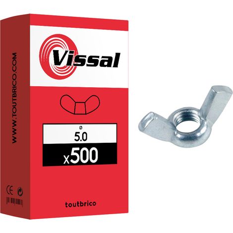 500 écrous à oreilles Ø 5mm zingué - Vissal (1/2)