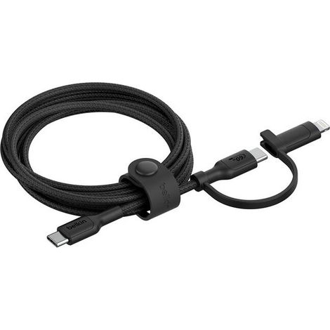 2-in-1 USB-C and LTG cable Belkin Câble 2-en-1 USB-C Lightning, 1,5m noir
