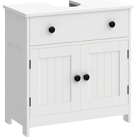 Mobile sottolavabo bianco moderno con cassetto, 2 ante e chiusura soft OKWISH (1/5)
