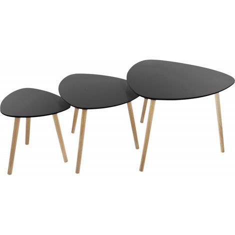 Lot de 3 tables Gigognes Bois et Métal Noir "Miléo" Atmosphera - Noir - (1/5)