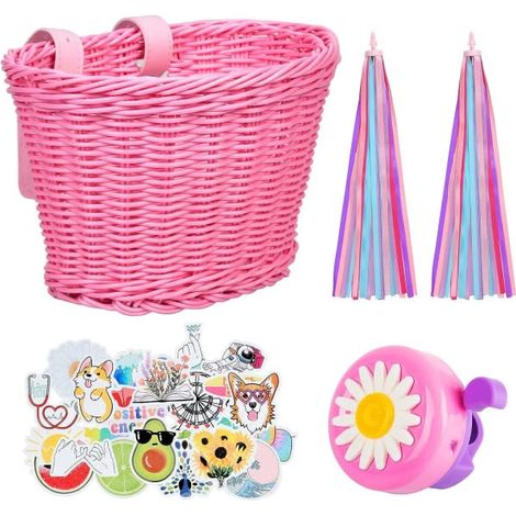 Panier de vélo rose et violet pour enfants avec sangles avant réglables B-WELLNGS (1/5)