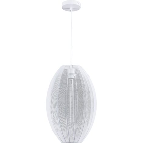 Suspension Polux Karei blanche Ø30 tissu E27 20W salon (1/2)