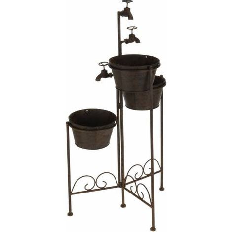 Support de fleurs 3 pots en métal