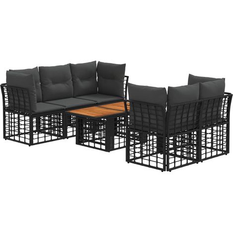 Conjunto de sofás de jardín 6 uds. Negro y gris oscuro vidaXL (1/5)