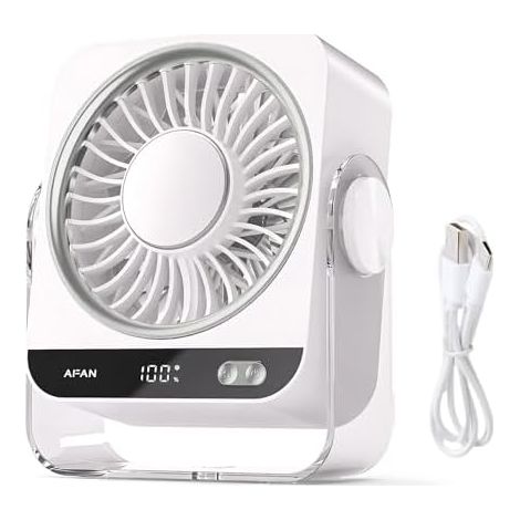 Joyan Ventilator,Mini Ventilator,Leise USB Tischventilator mit Kühlwirkung, Starker Exquisit Lüfter und 5 Geschwindigkeiten, Grad Drehung Desk Fan für Schreibtisch,Zuhause,Büro, im Freien (Weiß) (1/5)