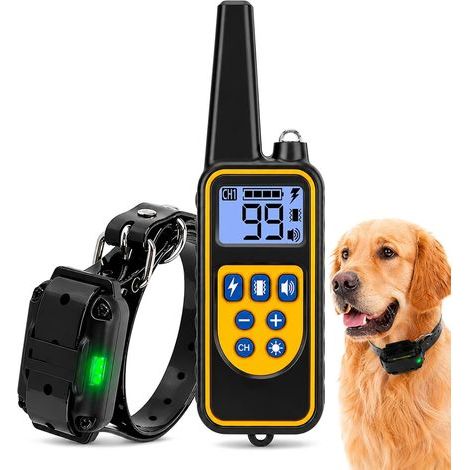 Collar de adiestramiento para perros - 4 modos de entrenamiento - 99 niveles ajustables - Alcance de 800 m - Resistente al agua IPX67 - Apto para todas las razas de perros (1/5)