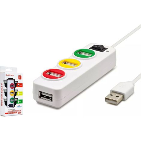 TrAdE Shop Traesio - Multipresa Scarpetta Hub 4 Porte Usb 2.0 Con Interruttore Trasferimento Dati 1tb -