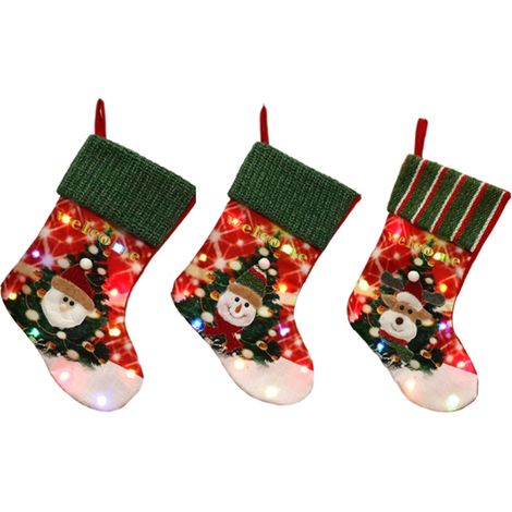 Chaussette de Noël décorative lumineuse LED bonhomme de neige 3526cm (1/5)
