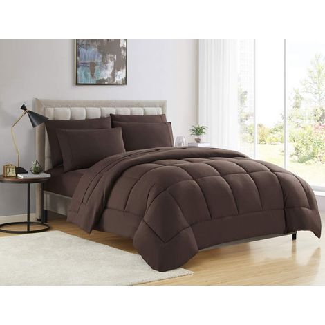Couette Alternative en Duvet Toutes Saisons - Chaude - en Microfibre - pour lit Simple - Marron (1/3)