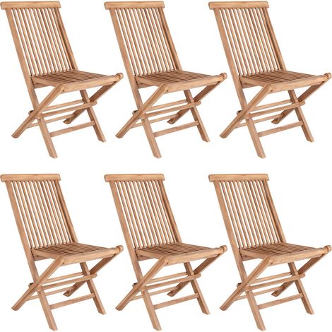HORIZON - Lot de 6 Chaises de Jardin en Teck Massif Naturel (1/5)