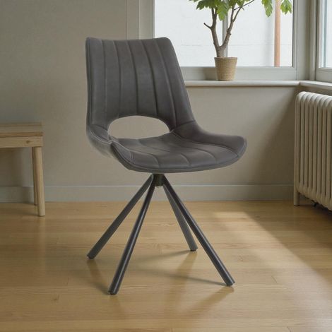 Chaise de salle à manger pivotante moderne en PU noir Mambo (lot de... (1/5)