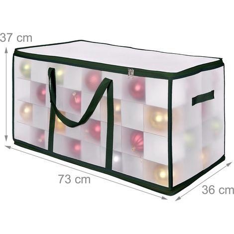 Scatola portaoggetti per decorazioni natalizie con scomparti regolabili 36 x 36 x 36 cm in plastica trasparente 130017998